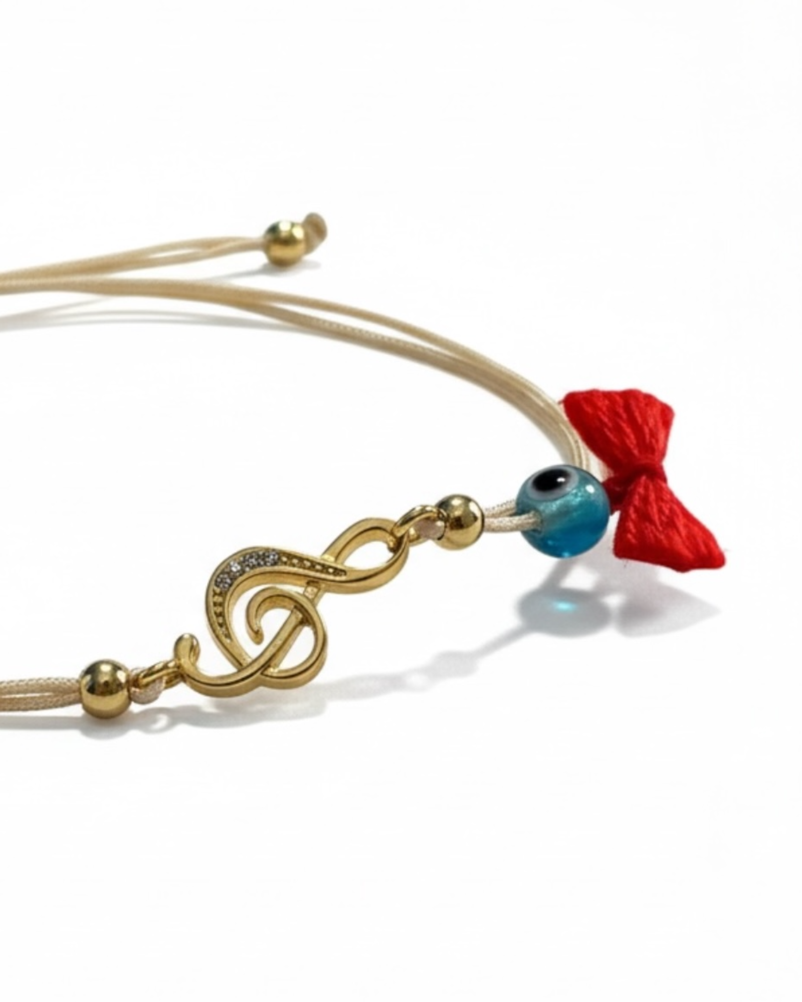 Pulseira Seda Clave de Sol em Prata Dourada