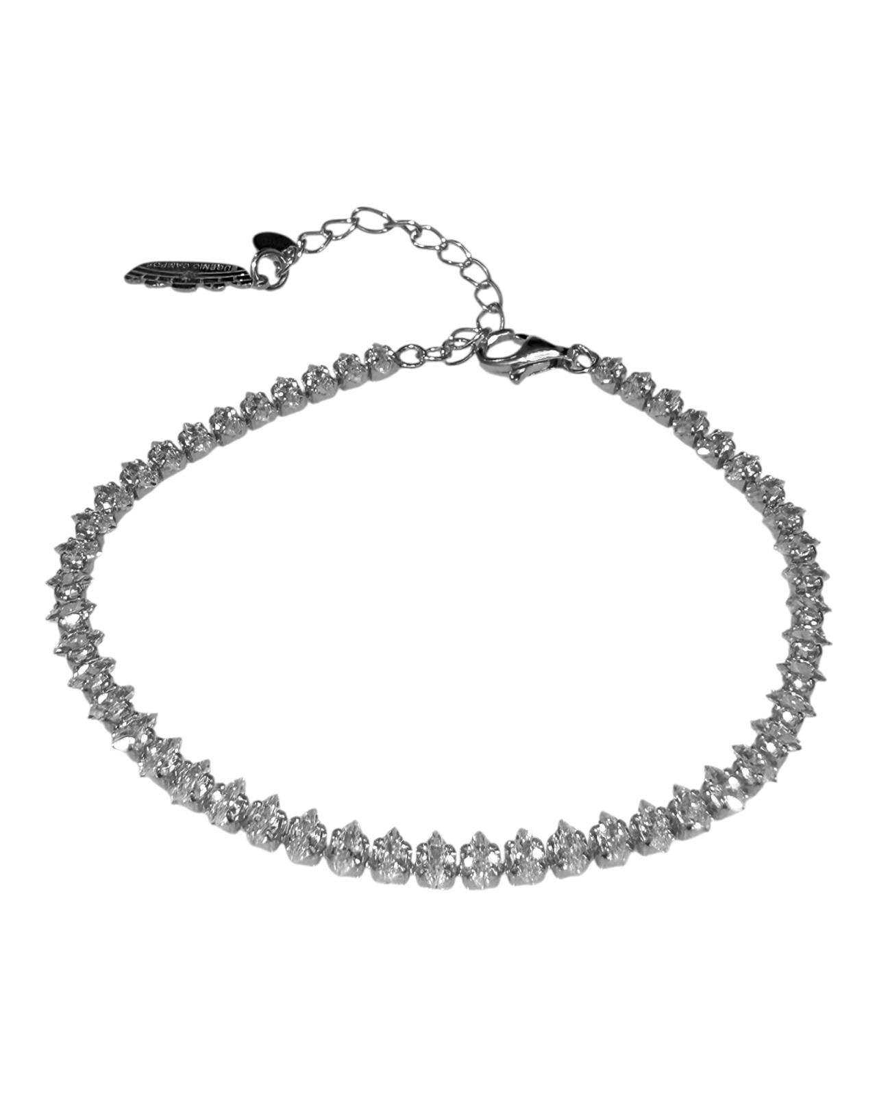 Pulseira com Brilho Oval em Prata