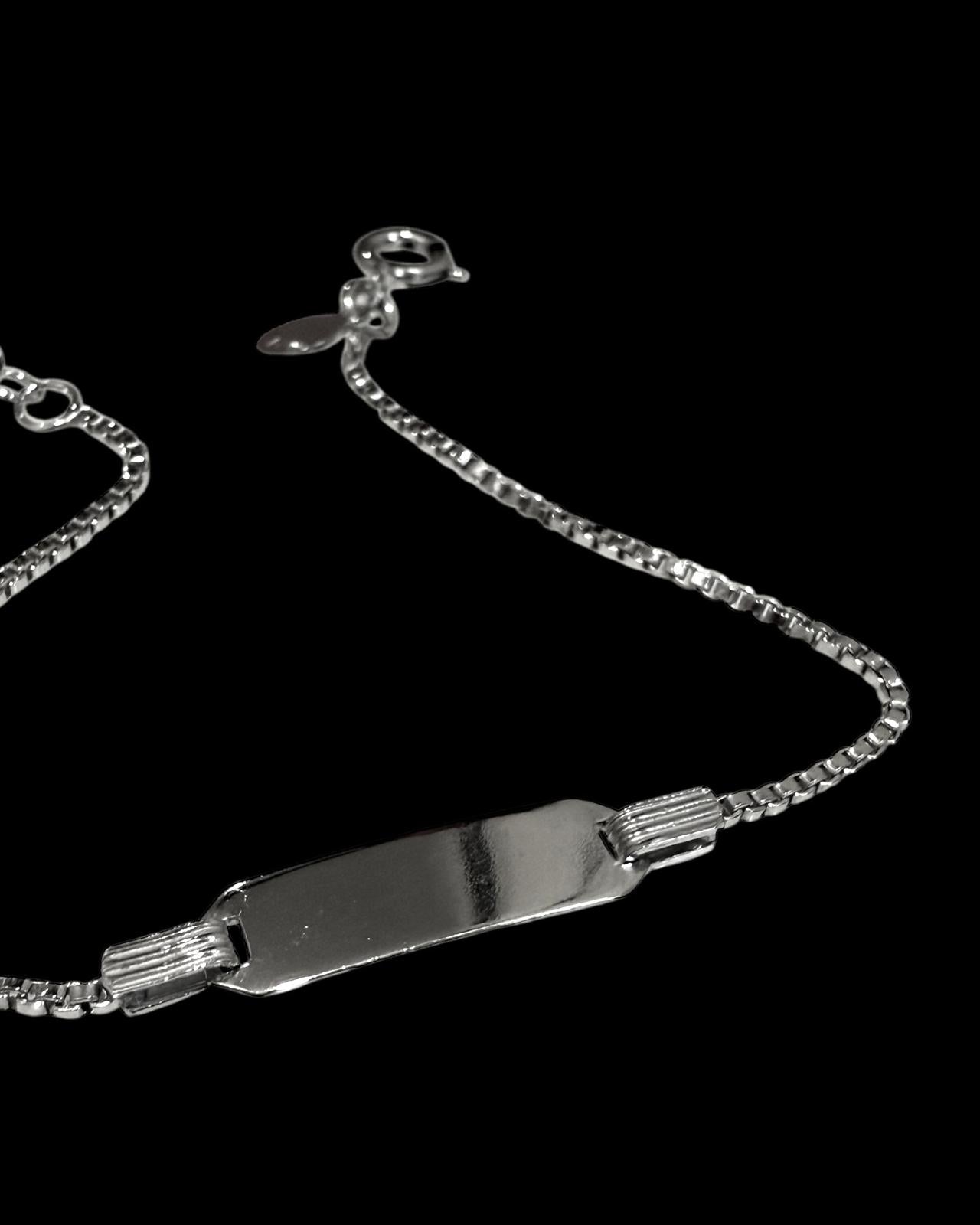 Pulseira em Prata com Chapa para Gravação Personalizável