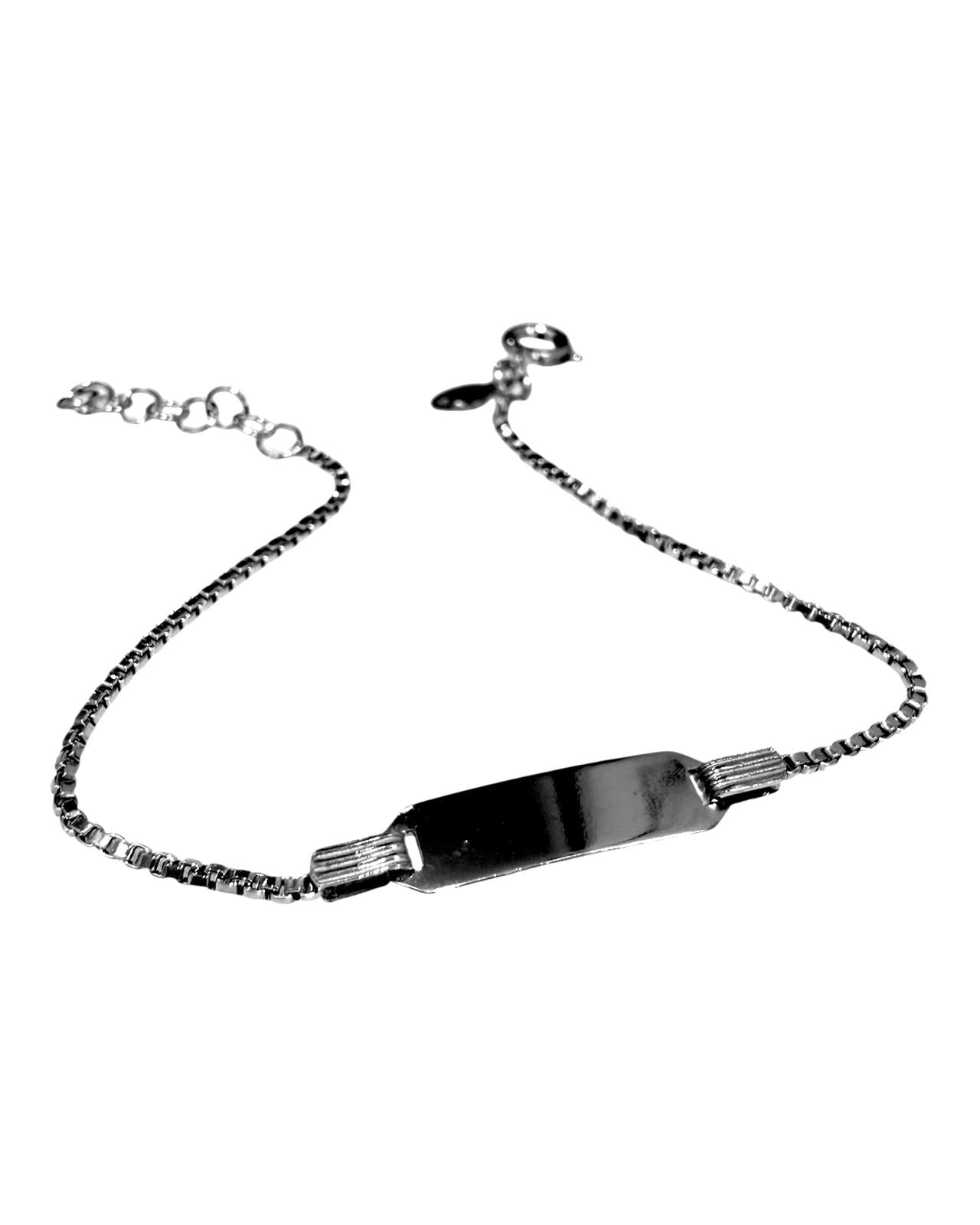 Pulseira em Prata com Chapa para Gravação Personalizável