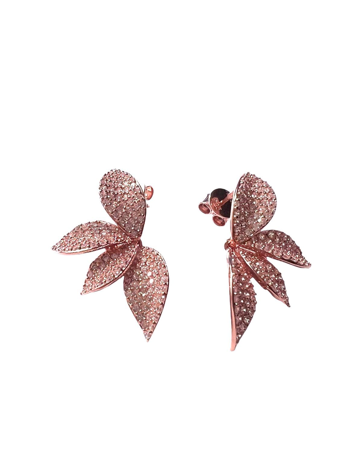 Half Petal Earrings in Pink Silver