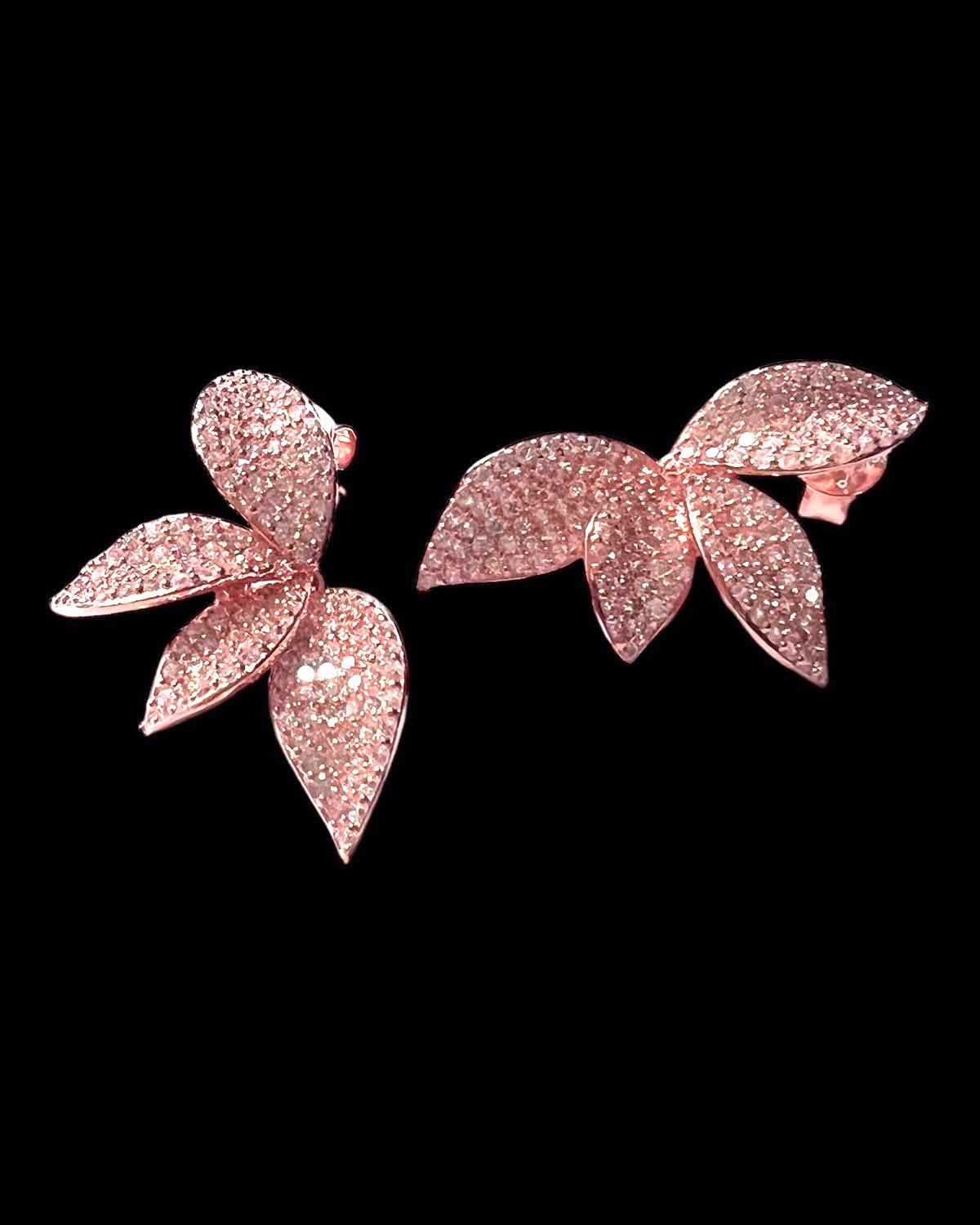 Half Petal Earrings in Pink Silver