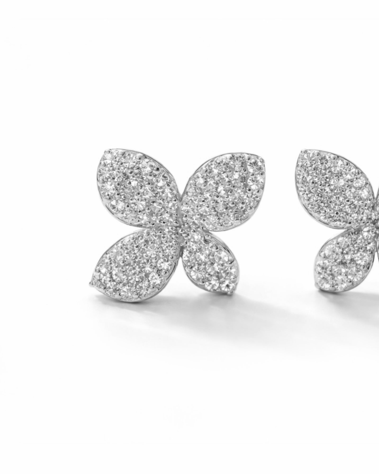 Mini Petal Earrings in Silver