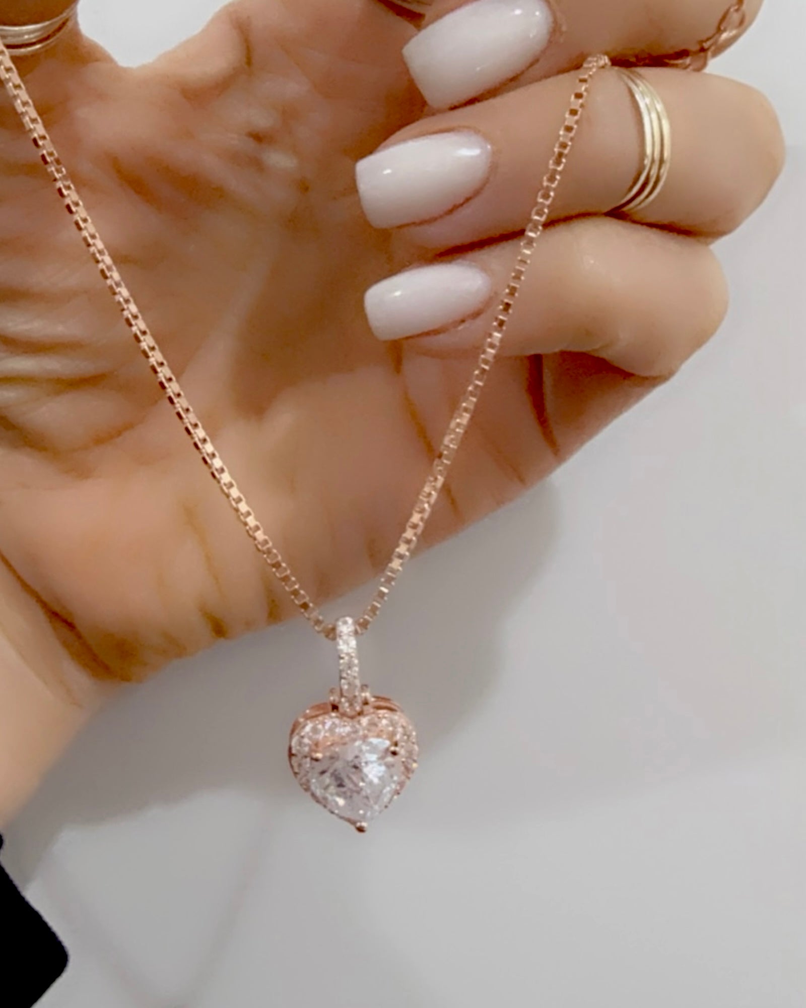 Colar Coração em Prata Rosa