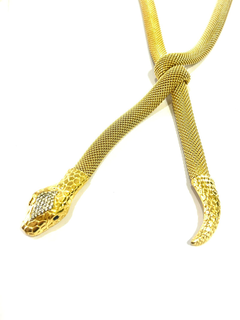 Colar Cobra em Prata Dourada
