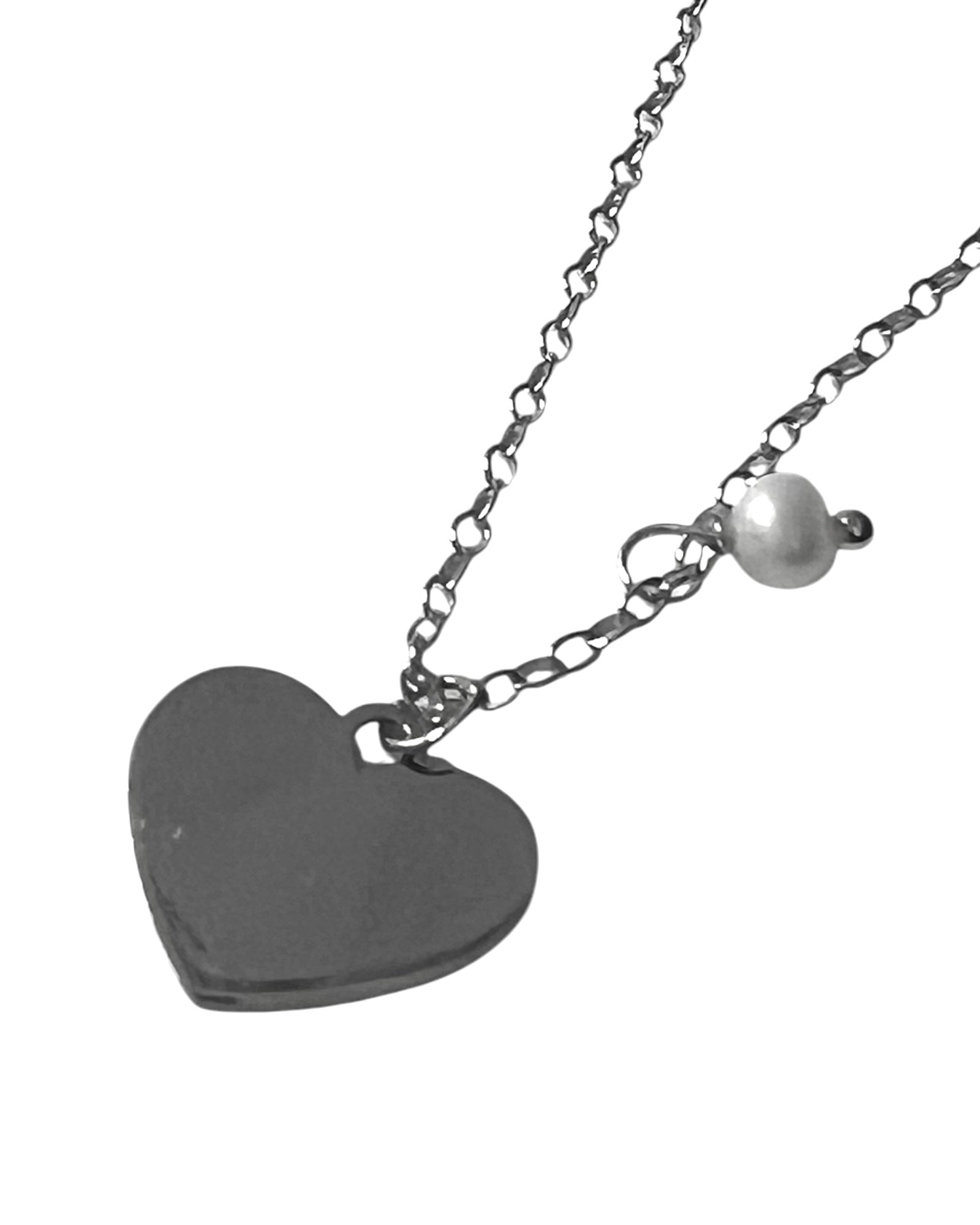 Heart Necklace with Pearl in Silver