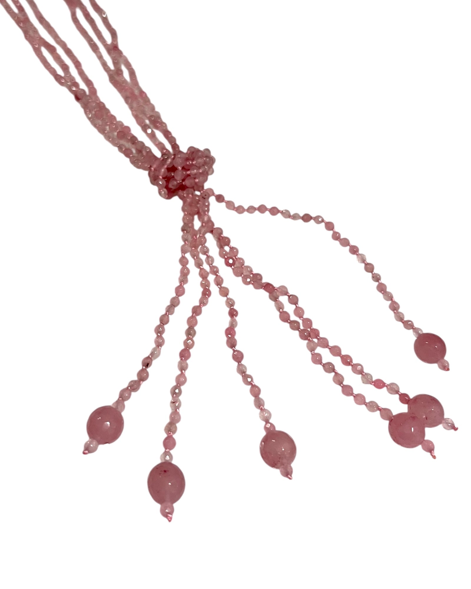 Colar Pedras Rosa em Prata Rosa