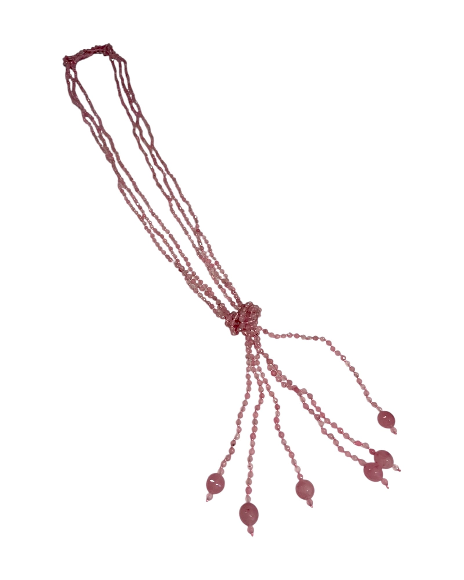 Colar Pedras Rosa em Prata Rosa