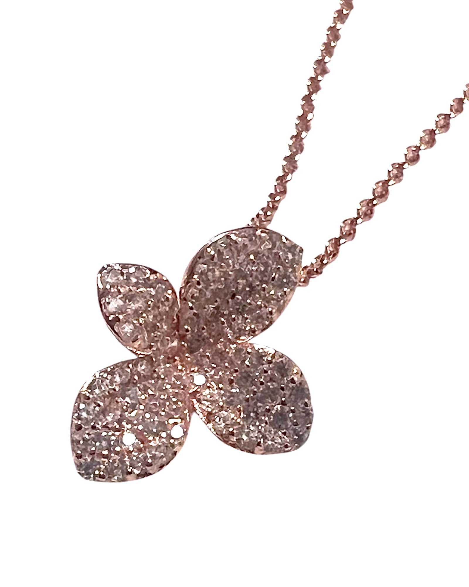 Mini Petal Necklace in Pink Silver