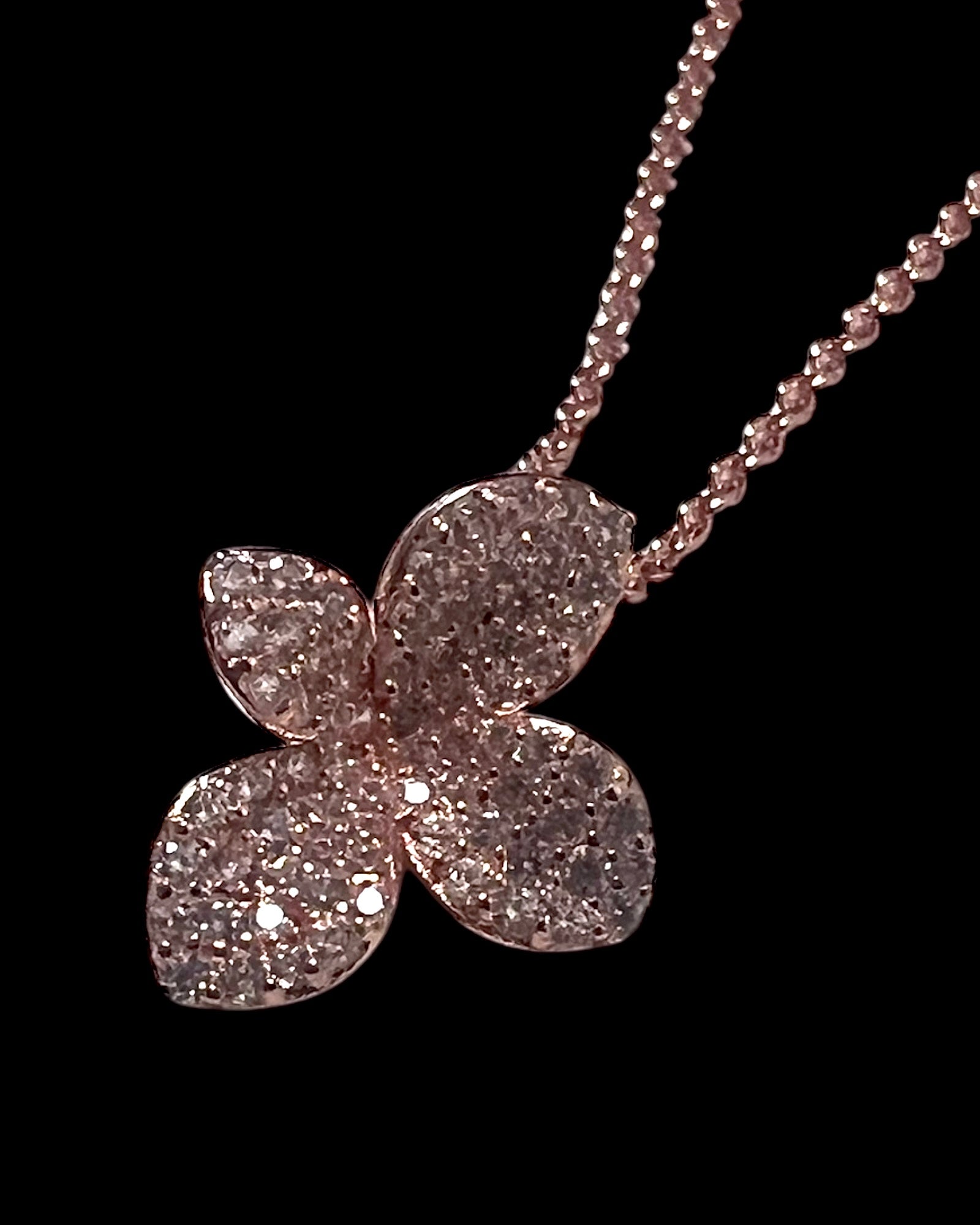 Mini Petal Necklace in Pink Silver