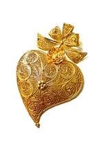 Medalha Coração de Viana de Filigrana em Prata Dourada