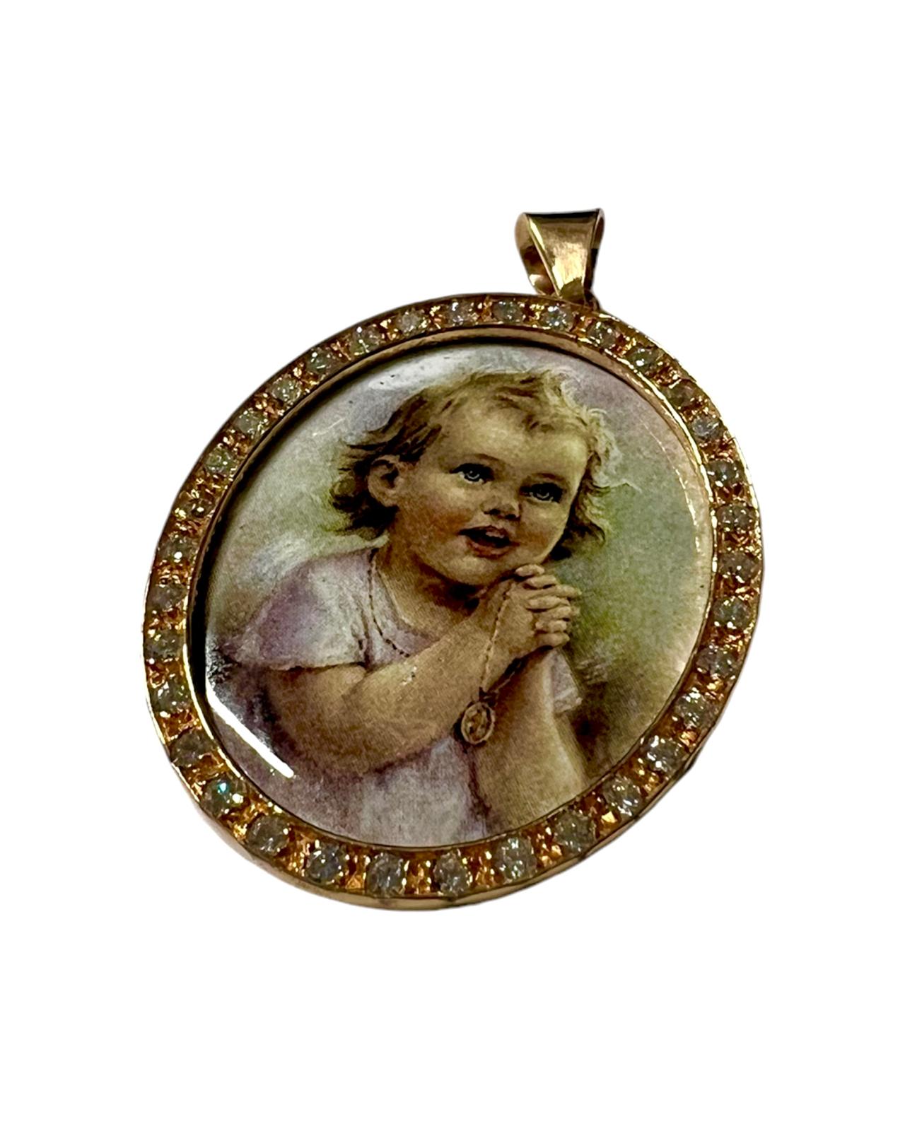 Baby Jesus Medal in Pink Silver