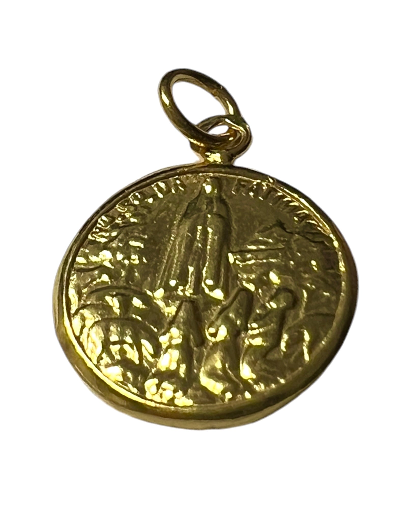 Saint Anthony and Our Lady of Fatima Medal in Gold Plated Silver