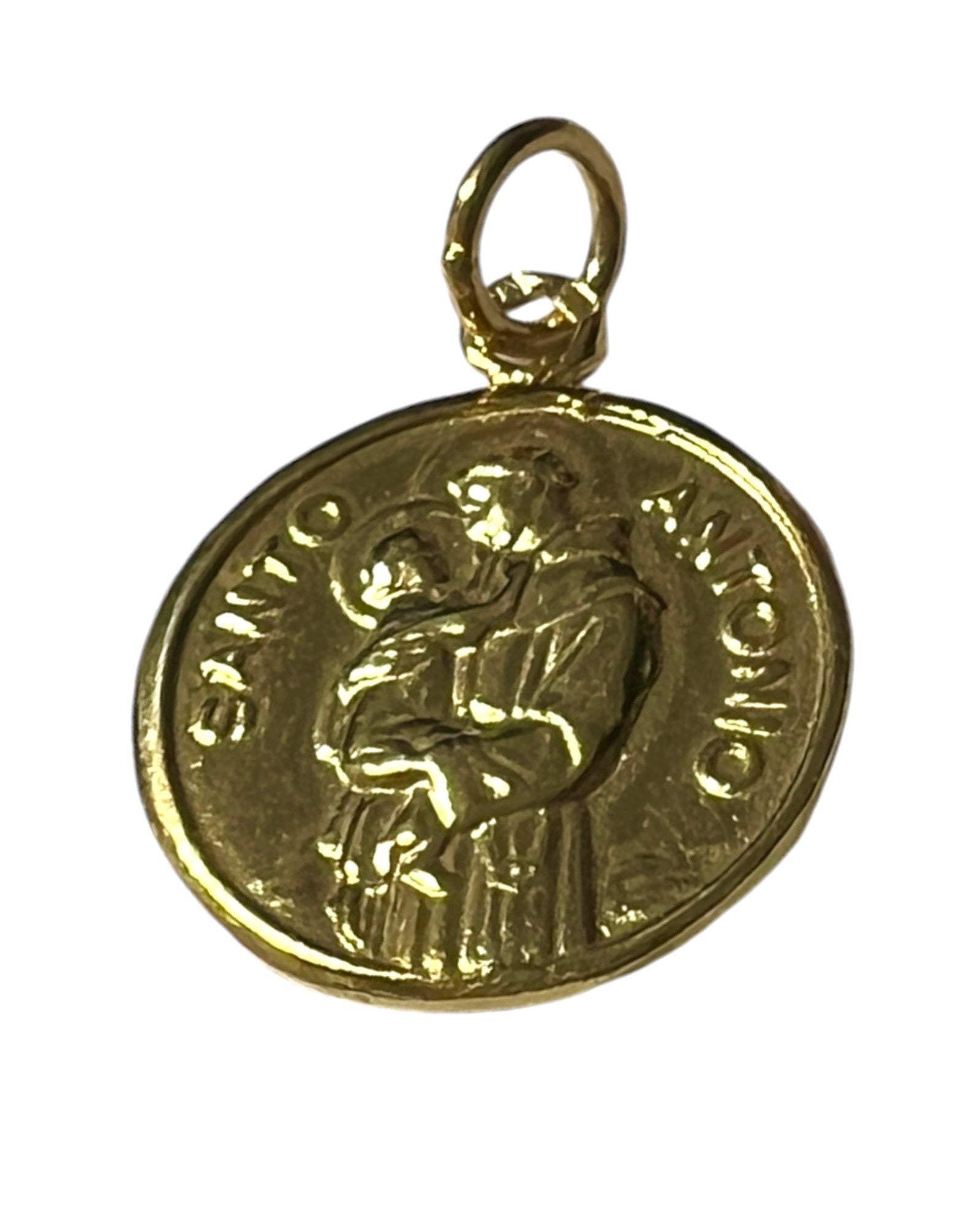 Saint Anthony and Our Lady of Fatima Medal in Gold Plated Silver