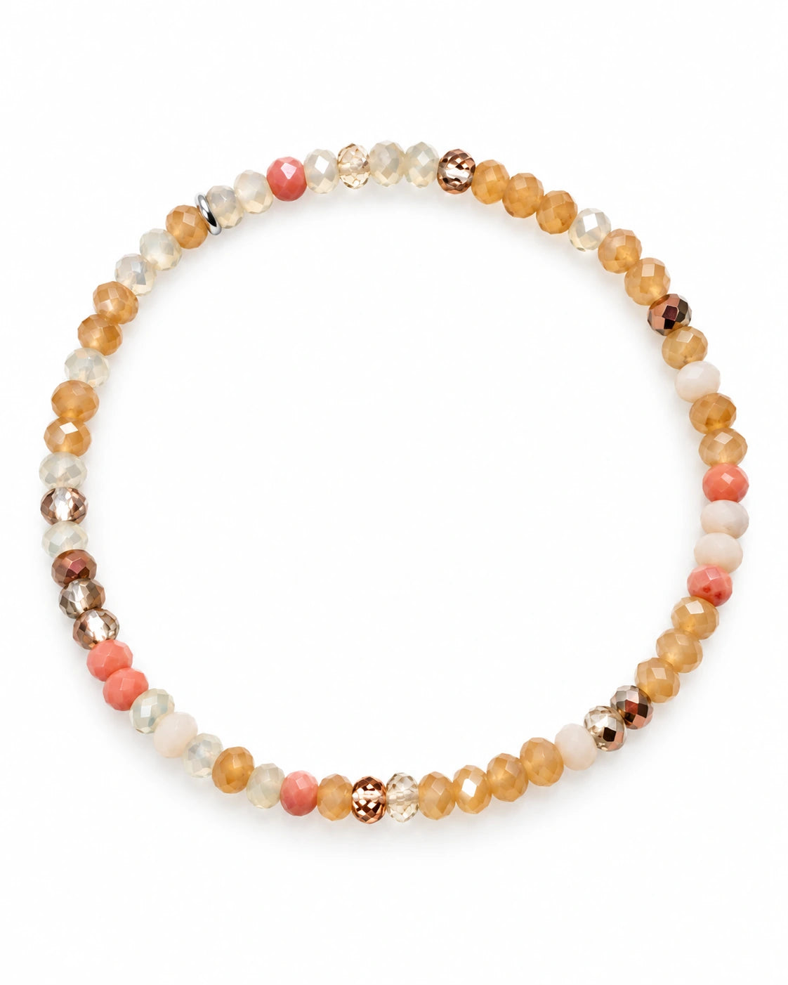 5 - Pulseira Pedras Tons Champanhe com Prata