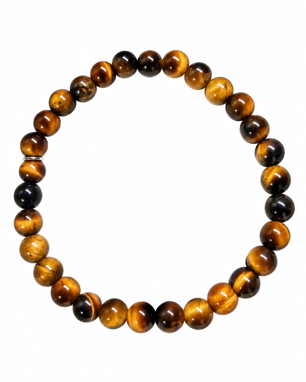 Pulseira Olho de Tigre em Prata - 6mm