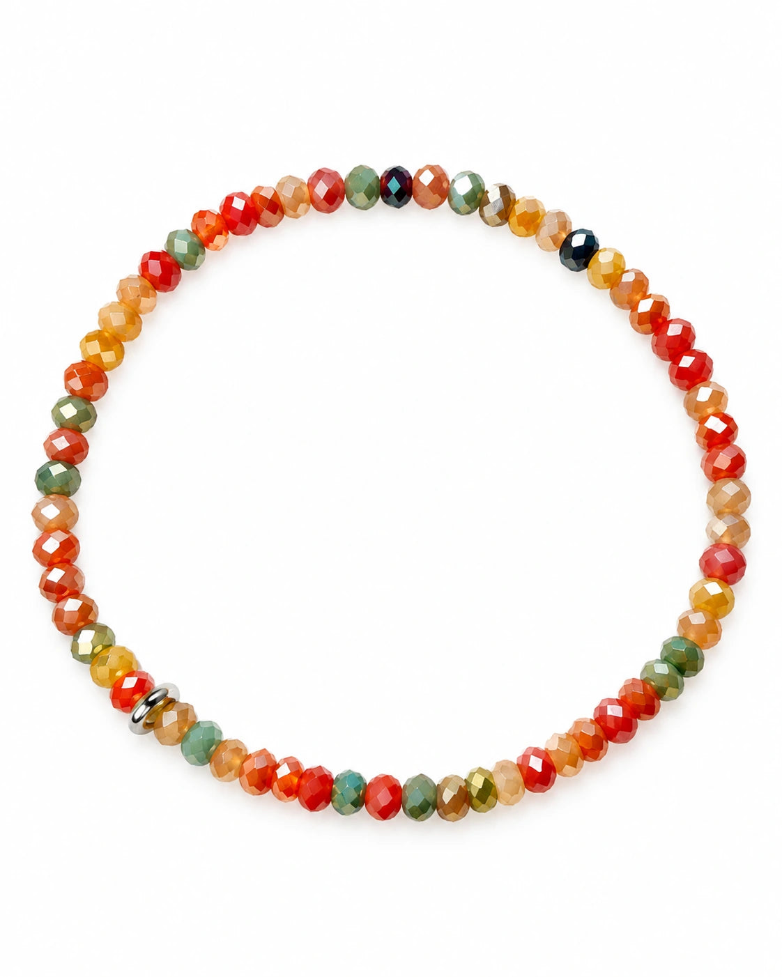 3 - Pulseira Pedras Tons Terracota com Prata