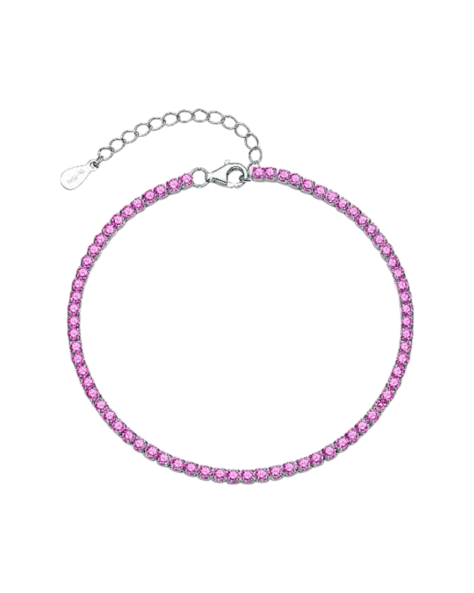 Pulseira Brilhos Rosa em Prata