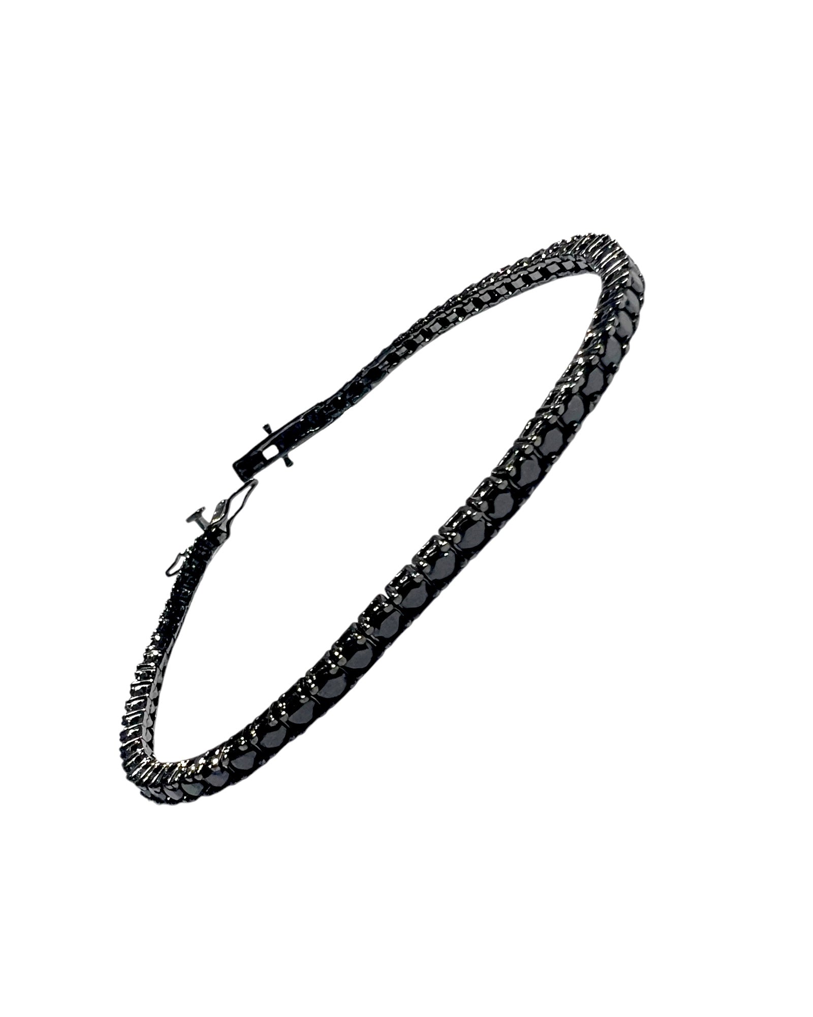 Pulseira com Brilho Preto em Prata