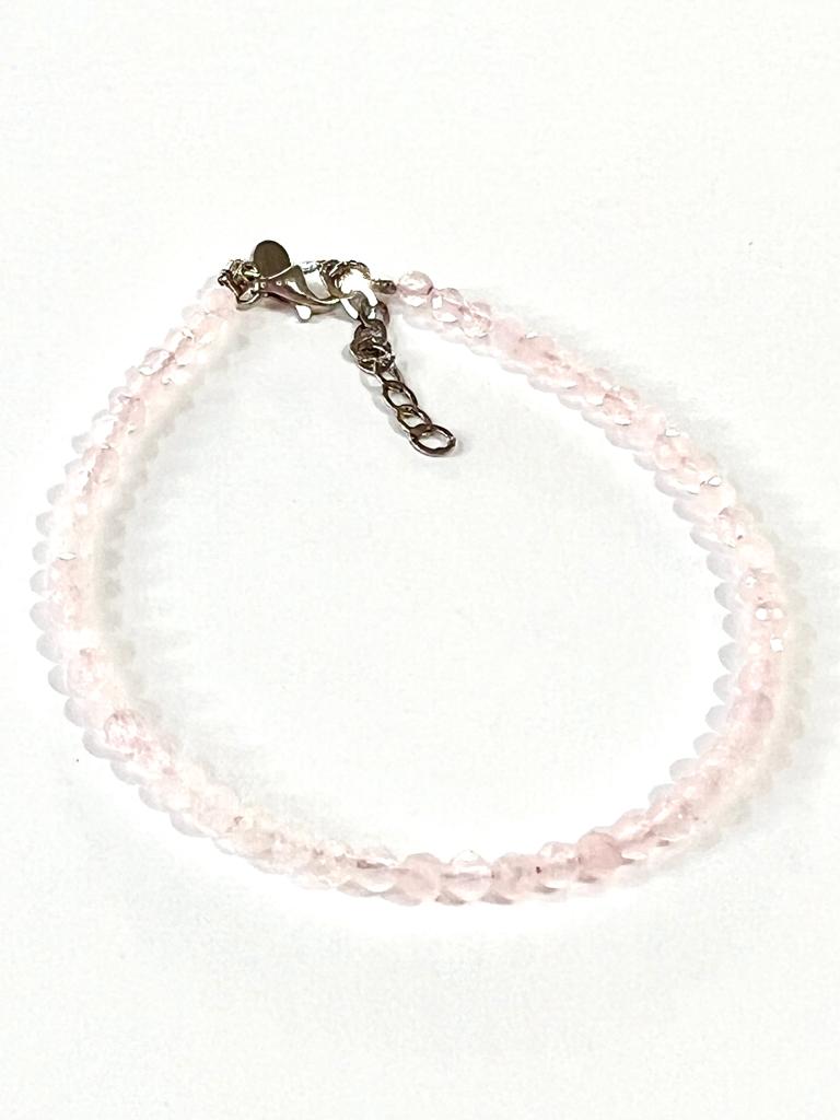 Pulseira Pedras Rosa em Prata