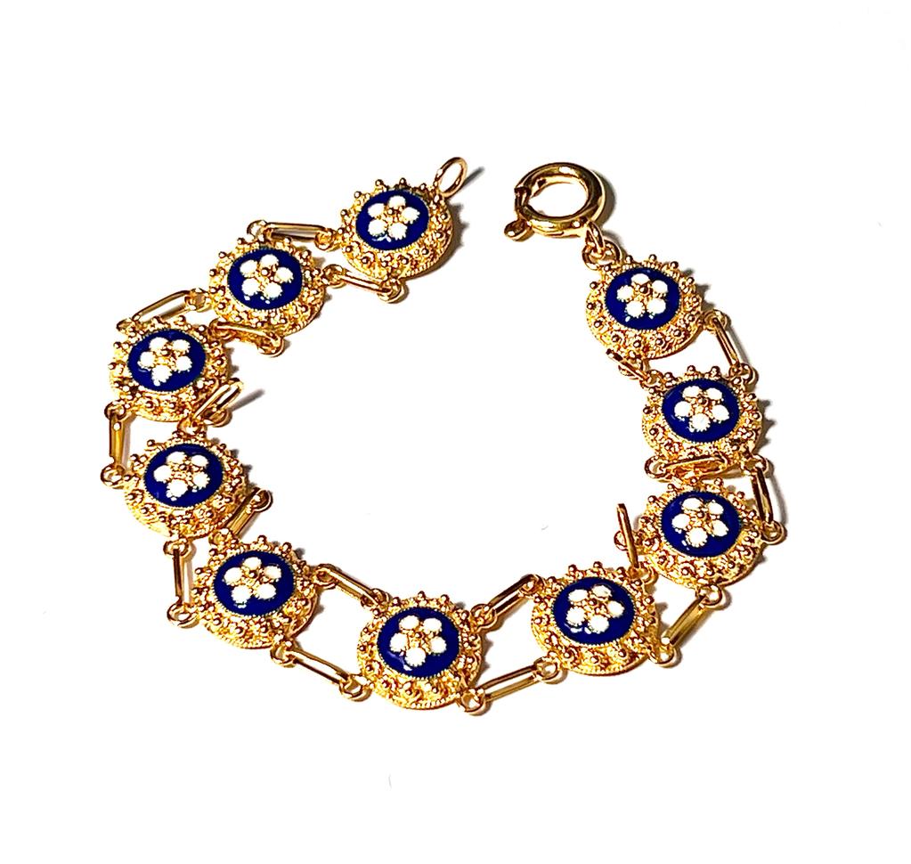 Blue Enamel Bracelet in Gold Plated Silver